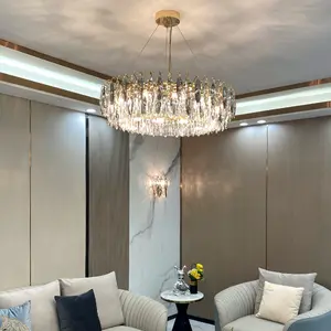 Luxe Opknoping Crystal Chrome Kroonluchter Verlichting Moderne Woonkamer Art Decor Opknoping Goud K9 Kroonluchters Voor Thuis