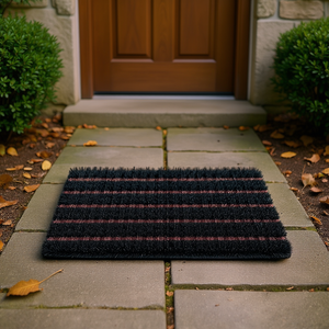 Tapis anti-salissures Astra, tapis de porte en polypropylène, 30x48 pouces, motif écossais noir, antidérapant, intérieur/extérieur - Product Image 3