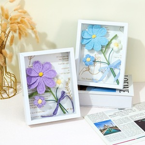Marco de fotos personalizado con flor de Gesang de simulación creativa tejida a mano, regalo decorativo tridimensional con acabado único. - Product Image 4