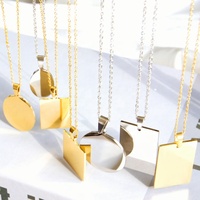 Collier avec pendentif rond Simple en acier inoxydable, bijou plaqué or, avec pièces gravées