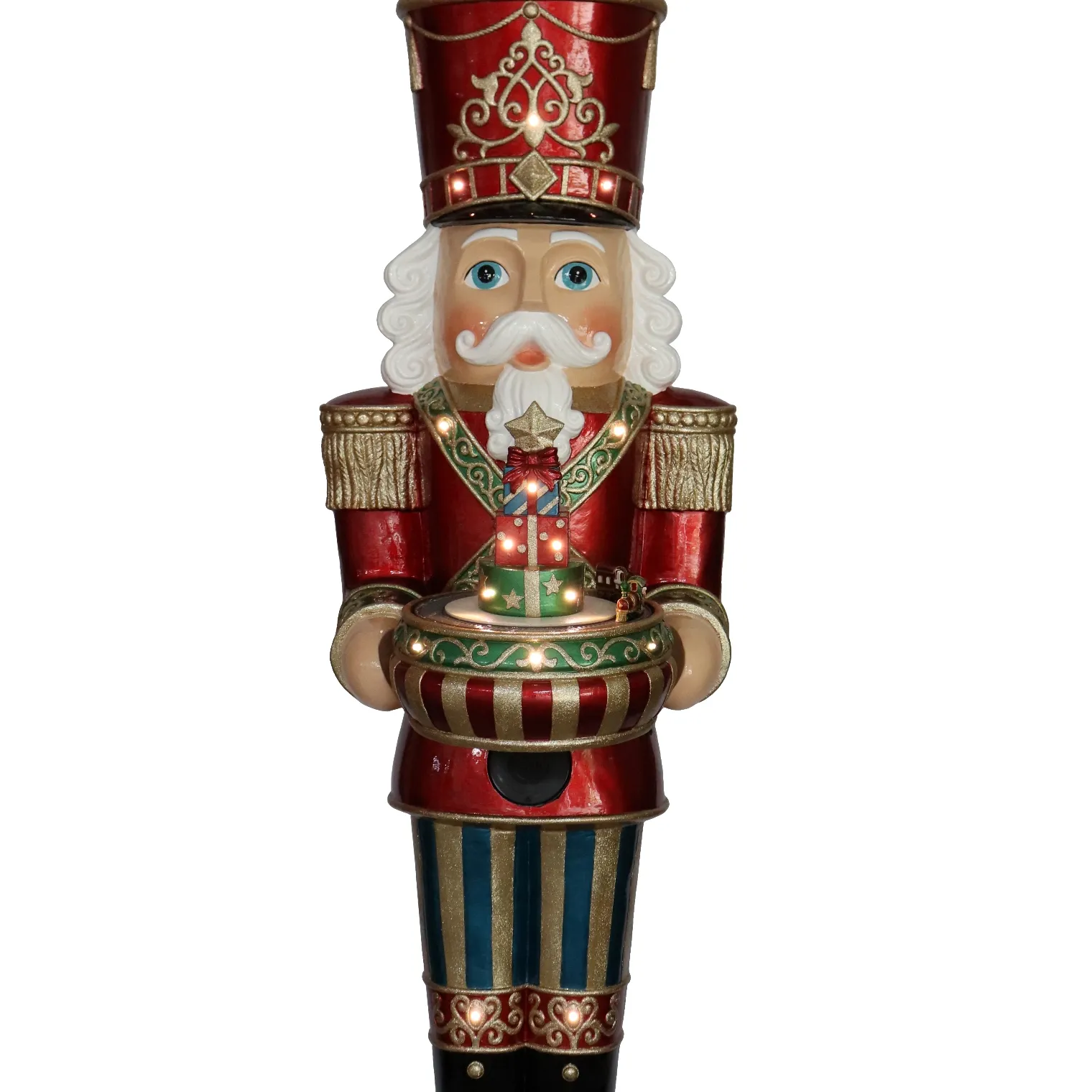 animated resin art crafts giant ornaments life size Christmas nutcracker soldier with christmas trees lights music decorations
