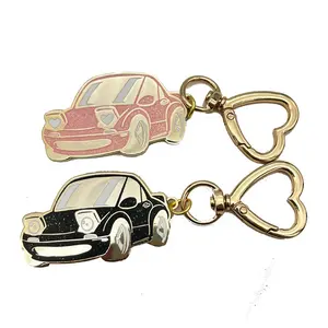 Customized Car Accessory Metal Key Rings Design Hard Enamel Glitter Keychain Carabiner With Different Colors