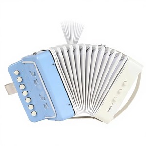 Mini acordeón de 10 teclas, color azul claro y blanco, juguete musical para niños, instrumento musical de aprendizaje temprano, regalo para niños principiantes - Product Image 1