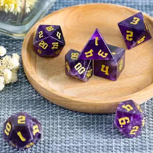 Dice Manufacturers Polyhedron Dices Random Gemstone Amethyst DND RPG Gem Board Game Dice