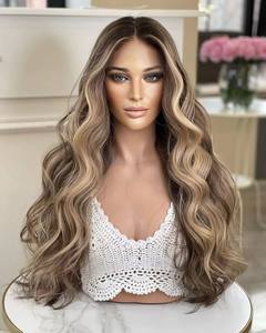 Peluca de <span class=keywords><strong>Cabello</strong></span> Humano Virgen de Primera Calidad, 13x4 13x6, con Frente de Encaje, Raíz Oscura, Rubio <span class=keywords><strong>Miel</strong></span> Balayage, Pre-Desplumada, Línea de <span class=keywords><strong>Cabello</strong></span> Natural para Mujer - Product Image 4