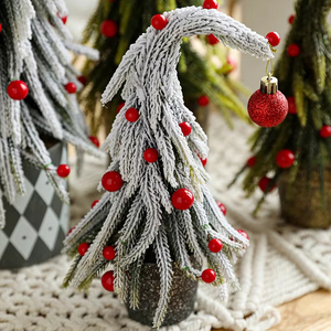 2025 New Design Christmas Tabletop <b>Tree</b> Flocked Xmas Artificial <b>Plastic</b> Christmas <b>Tree</b> and Decorations with Berries - Product Image 3