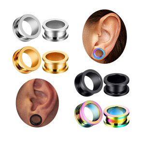 Xinfocus 2mm-22mm bouchon d'oreille Tunnels jauges Kit d'étirement en acier inoxydable vis sur Double évasé extenseur mode corps bijoux - Product Image 1