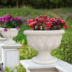 Maceta de Arte de resina <span class=keywords><strong>romana</strong></span> Vintage única de 10 pulgadas-urna artesanal antigua, jarrón de pedestal decorativo para interior/exterior, resina Ideal - Product Image 4