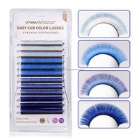 DAMMAN Color Easy Fans Lashes 0.07 D Curl Mix11-13/Mix 13-15mm 4 couleurs/plateaux Auto Fans Volume Cils Cils Professionnels