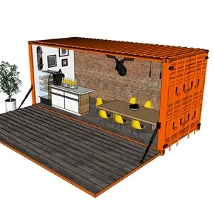 Açık modern prefabrik Cafe içerir 20Ft kargo konteyneri Bar taşınabilir konteyner Cafe kahve dükkanı