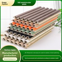 Panneau mural en PVC texturé semi-circulaire en fibre de bambou, 160 pièces, pour décoration murale intérieure minimaliste, effet grain de bois