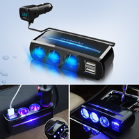 120W 12-24V voltmètre QC3.0 adaptateur USB de voiture 3 ports double chargeur USB avec 3 prises charge rapide adaptateur de prise allume-cigare