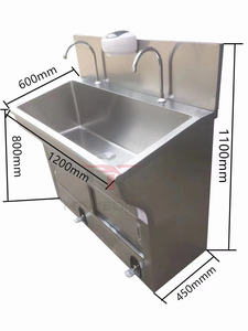 Fregadero MT MEDICAL de acero inoxidable 304, lavabo doble para lavar a mano, lavabo con Sensor automático o Pedal - Product Image 6