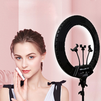 Kit Lampu Tripod 20-inci dengan Tas, Lampu LED Studio Video yang Dapat Diredupkan, Lampu Cincin Flash untuk Fotografi Selfie