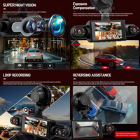 Podofo 3 "Dash Cam 1080P Caméra à 4 lentilles * 4 Avant et Côté Voiture DVR Enregistrement en boucle Vision nocturne Détection de mouvement Fournisseur en gros