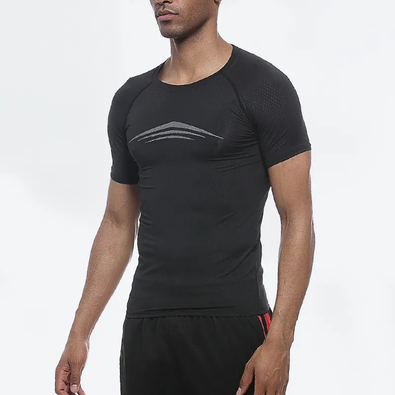 Özel Ucuz Giysiler Baskılı erkek Spor T Shirt Açık Egzersiz Koşu Aşınma Sıska Spor Üst Toptan Giyim Spor