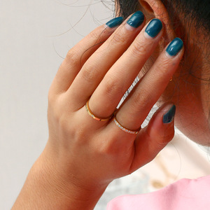 Minimal Thin Band Crystal <b>Plain</b> Stainless Steel <b>Ring</b> Set Premium Light Luxury Stackable Decorative Finger <b>Ring</b> For Women - Product Image 6