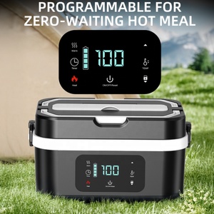 Boîtes à lunch électriques portables multifonctionnelles en acier inoxydable avec contrôle numérique, fonction minuterie, alimentées par USB, 30000 mAh, pour usage au bureau - Product Image 3