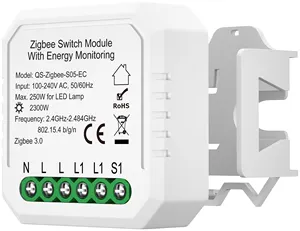 Módulo de interruptor de luz Zigbee con Monitor de energía, automatización, bricolaje, 2 modos de Control, funciona con Alexa, Google Home, Tuya Smart