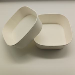 Tazón Rectangular Marrón para Ensaladas, Recubierto con PLA, Hecho de Cartón Blanco o Papel Kraft de Grado Alimenticio con Laminación de PE - Product Image 3