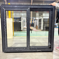 Schwarzes Aluminium-Doppelschiebefenster 70mm Profil mit Thermischer Trennung und Glas - Energieeffizientes Fenster OEM Maßanfertigung für Gebäude