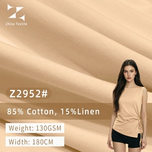 Tissu <span class=keywords><strong>jersey</strong></span> simple extensible en fibres naturelles légères, 85 % coton, 15 % <span class=keywords><strong>lin</strong></span>, respirant et écologique pour t-shirts d'été - Product Image 1