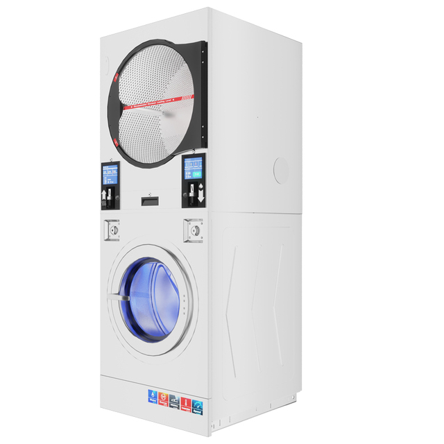 Fully Automatic Stack Washer Dryer Combo for Commercial/Industrial Use - High Efficiency, Space-Saving Design