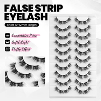 NOUVEAU Lot de 10 paires de faux cils œil de chat faits main, sans cruauté, effet vison 8D, longs, épais et volumineux, pour un look spectaculaire