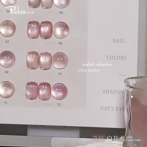 Kit de 12 Gels Ongles Effet Œil de Chat Imperméables – Blanc Litchi Printemps/Été, Effet Perles de Verre Glacées Transparentes – Exclusif - Product Image 2