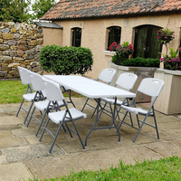 Table pliante rectangulaire Portable de 6 pieds Design moderne léger pour les hôtels en plein air Entrée Villas Banquets en bois métal HDPE