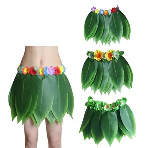Wholesale Leaf Skirt Hawaiian Hula Grass Skirt for kids man Women Luau Party Dress Outfits