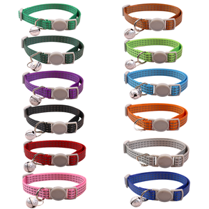 Nuevo estilo, collar de mascota antipérdida con patrón sólido, Collar de gato de nailon colorido con hebilla de Metal reflectante, Collar de perro grabado - Product Image 1