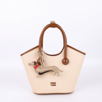 Porte-clés Chien Teckel en PU, Cuir Cousu Exquis, pour Grossistes et Boutiques, Ornement de Sac à Main, Pendentif de Sac à Dos
