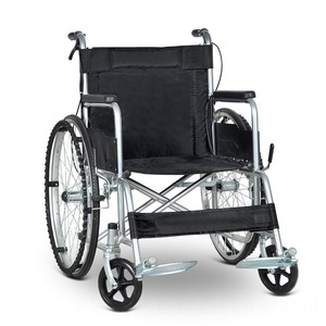 Silla de ruedas manual Ming Meng Ran de 24 pulgadas, plegable, con asiento acolchado y estructura de acero para pacientes con discapacidad. - Product Image 1