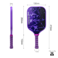 Raquette de pickleball en fibre de verre durable de 16 mm, légère, avec sac de transport en polyester écologique pour débutants, multi-usages