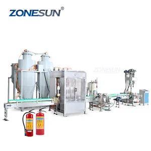 ZONESUN ZS-FE1 Automatic Four Heads Fire Extinguisher Dry Powder Filling Capping And Labeling Machine