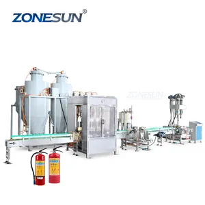 Zonesun ZS-FE1 Automatische Vier Hoofden Brandblusser Poeder Vulling Aftopping En Etikettering Machine