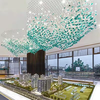 Grand Projet de Lampe Suspendue à Haut Plafond Cobble Suspension Hall d'Hôtel Décoration de Salle de Banquet Lustre en Pierre de Verre