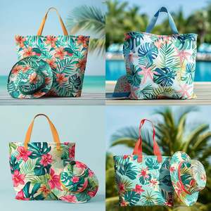Sac à main de voyage d'été 2024 avec logo personnalisable, vente en gros de chapeaux de plage Fedora pour femmes avec fermeture éclair et deux poignées - Product Image 5