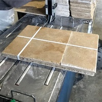 2023 Grays Travertine Ensemble de dalles à motif français, carreaux muraux et de sol marron poli, ACCENTS, parquet moderne antidérapant pour villas