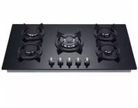 Appareil ménager en verre noir trempé à 5 brûleurs cuisinière à gaz et à induction électrique