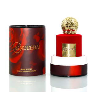 Botella de Perfume Redonda de Lujo Personalizada para Mujer, Botella de Perfume de Terciopelo de 30 ml y 50 ml con Tapa Dorada y Caja - Product Image 3