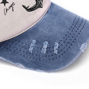 Unisex Baseball Cap Denim Distressed Anchor Design Sun Shade Hat - Product Image 1