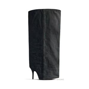 2024 hiver femmes nouveau Wader 110mm botte en noir lâche grand baril Giroud <span class=keywords><strong>bottes</strong></span> en cuir femmes <span class=keywords><strong>bottes</strong></span> de créateur - Product Image 2