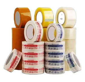 Kotak selotip transparan pita segel cetak peringatan kemasan kilat kuning dengan produsen grosir segel seluruh kotak