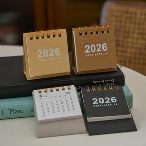 Lịch Để Bàn Mini 2025 2026 với đồng hồ đơn giản tối giản thẻ đục lỗ retro và lịch âm trang trí máy tính để bàn - Product Image 2