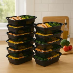 500 650 750 1000 ML Hot Selling Transparent/Black Rectangular Disposable Plastic Food <b>Container</b> Lid PP Microwaveable Lunch Box - Product Image 4