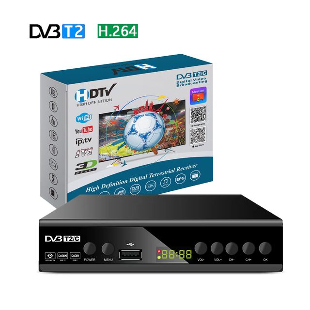 Digital TV Box DVB-T2 FTA 1080P GX6705 ECOS OS with Online Firmware Upgrade H.264 DLNA IP TV Set Top Box