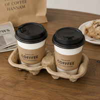 Support de tasses en papier kraft non imprimé pour quatre tasses, pliable et robuste, pour vente en gros, idéal pour les boissons à emporter et le thé au lait