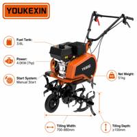Mini Cultivadora Portátil YKX con Transmisión por Correa, a Gasolina, para Negocios de Alquiler, Mantenimiento de Jardines, Máquina de Labranza Agrícola